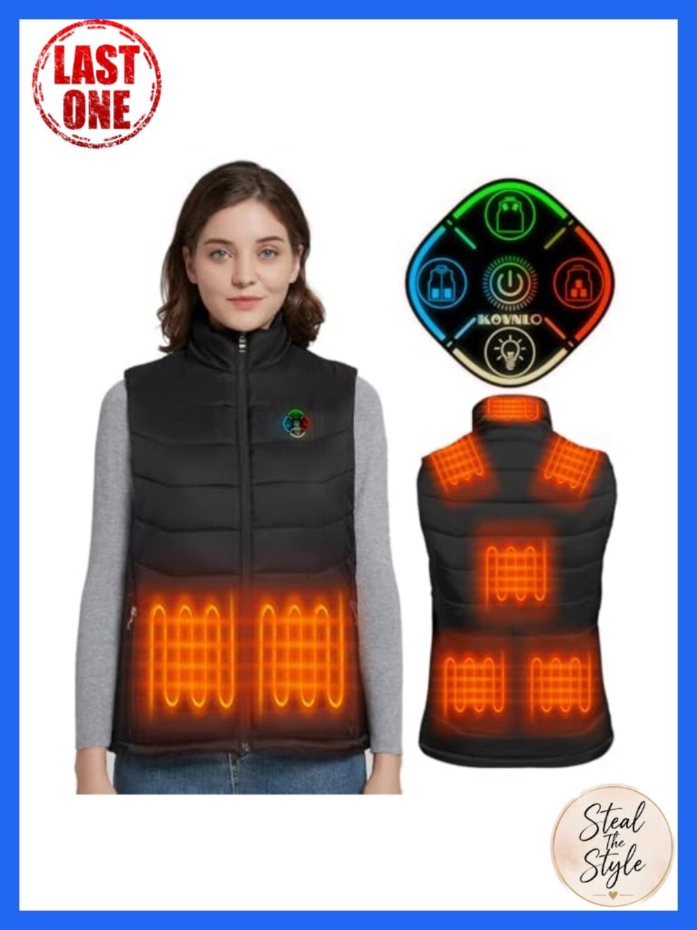 Womens Heated Vest 5 in 1 Smart Controller Lights-Out Nylon Machine Wash